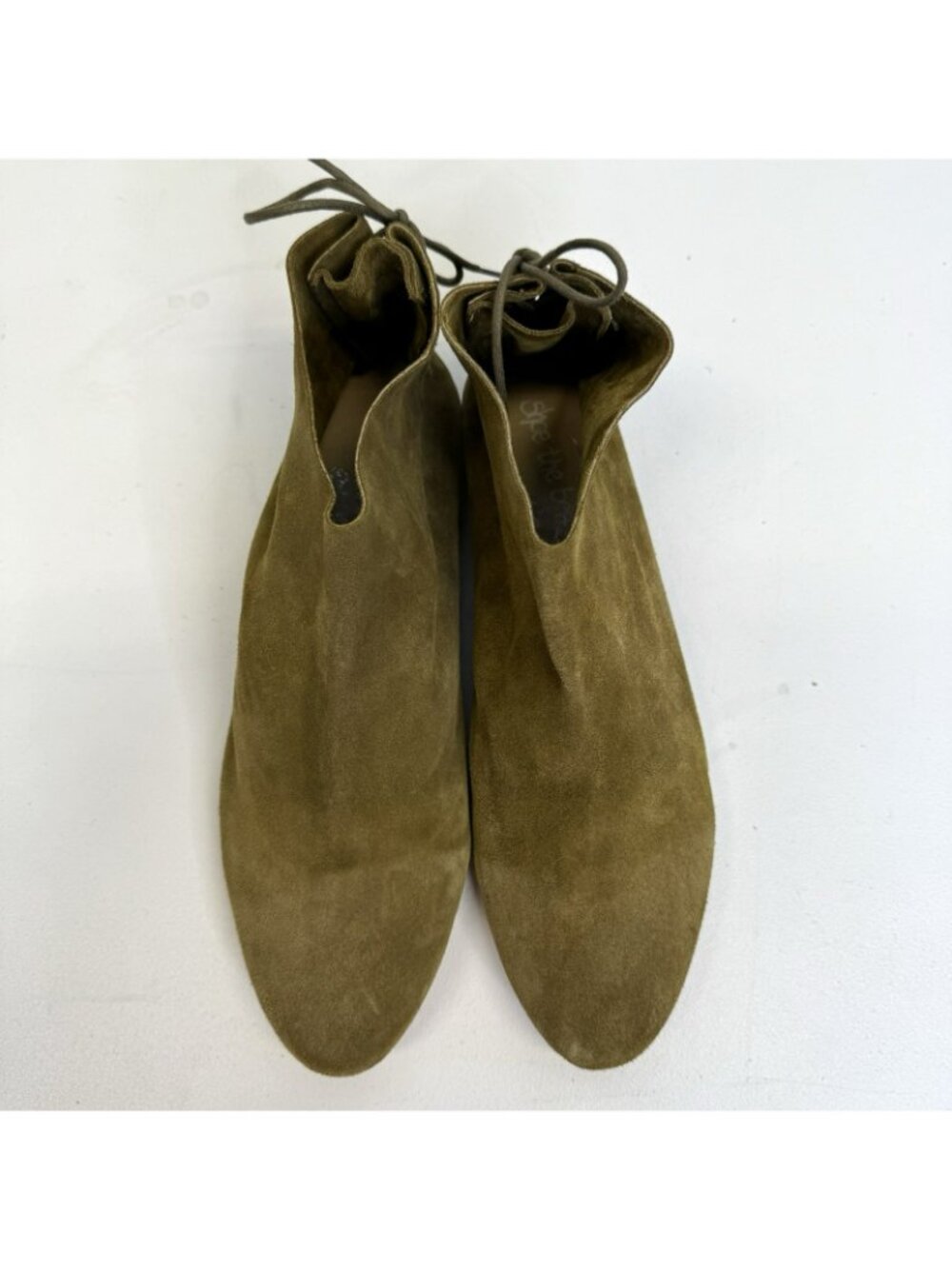 Shoe the Bear Suede Ankle Booties Shoes Back Lace Olive Green Women EU 41 US 10 - Picture 2 of 10